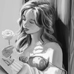 JEUNE FEMME À LA ROSE